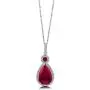 BERRICLE Rhodium Plated Sterling Silver Simulated Ruby Pear Cut Cubic Zirconia CZ Halo Bridal Bridesmaid Fashion Necklace and Earrings Set BERRICLE Rhodium Plated Sterling Silver Simulated Ruby Pear Cut Cubic Zirconia CZ Halo Bridal Bridesmaid Fashion Necklace and Earrings Set