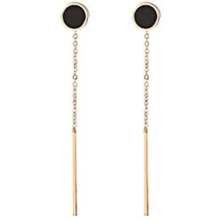 Blingsoul Gold Bar Earline Dangle Earrings - Tiny Black Dot Long Chain Drop Stud Jewelry for Women