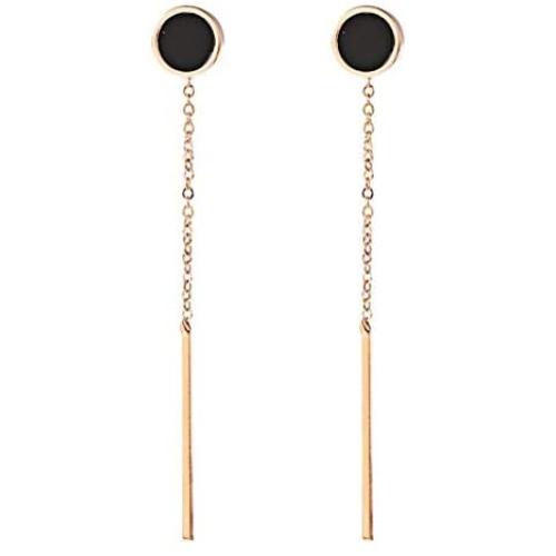 Blingsoul Vertical Drop Tiny Dot Earrings - Ear Line Gold Bar Stud Dangle Jewelry For Women