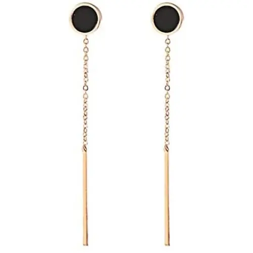 Blingsoul Gold Bar Earline Dangle Earrings - Tiny Black Dot Long Chain Drop Stud Jewelry for Women Blingsoul Gold Bar Earline Dangle Earrings - Tiny Black Dot Long Chain Drop Stud Jewelry for Women