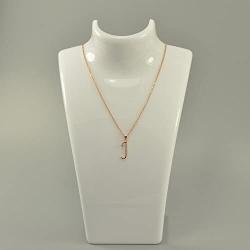 Paialco Jewelry 14K Rose Gold Plating Sterling Silver Initial Alphabet Pendant Necklace 18''