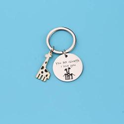 SEIRAA You Bet Giraffe I Love You Keychain Funny for Boyfriend Girlfriend Giraffe Lover Jewelry Friendship Keychain