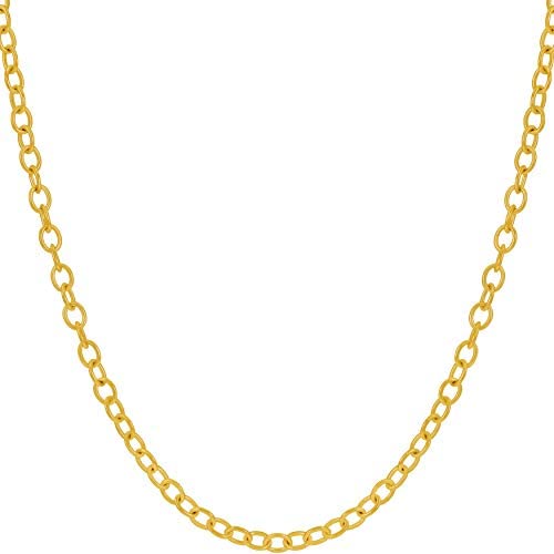 Lifetime Jewelry 3mm Cable Link Chain Necklace for Women & Men 24k Real Gold Plated