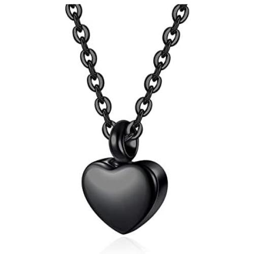 AllerPierce Urn Necklace for Women Men Stainless Steel Ashes Keepsake Pendant Small Heart Memorial Necklace Cremation Jewelry for Human Pet Ashes Waterproof