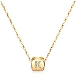 M MOOHAM Dainty Letter Initial Necklaces for Women Girls, Small Dice Pendant Initial Necklaces for Teen Girls Women, Simple Cute Letter Necklaces for Kids Toddler Girls Jewelry Gifts