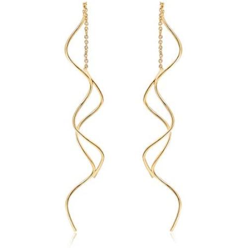 Acefeel Fresh Style Exquisite Threader Dangle Earrings Curve Twist Shape for Womens Gift E158