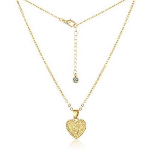 MRSXXNTY Gold Initial Heart Necklace-14k Gold Plated Tiny Dainty Personalized Letter A-Z Necklace Jewelry Gift for Women Girls