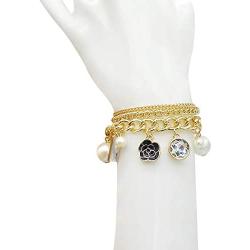Fashion Jewelry MISASHA Logo Gold Tone Chain Inspired Charm Bracelet for Women