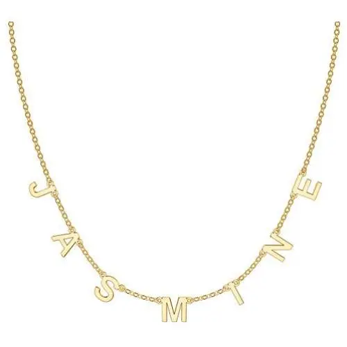 IEFSHINY Dainty Personalized Spaced Name Necklace, 14K Gold Plated Chain Dangle Letter Nameplate Choker Necklace Custom Spaced Letter Necklace with Hanging Name Jewerly Gifts for Women Girls Kids