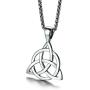 Mealguet Jewelry Stainless Steel Irish Celtic Triquetra Triangle Trinity Knot Pendant Necklaces for Men, 24'' Rolo Chain