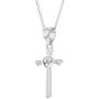 925 Sterling Silver Heart Pink CZ Cross Pendant Necklace Girls Childrens 16''