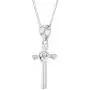 925 Sterling Silver Heart Pink CZ Cross Pendant Necklace Girls Childrens 16''