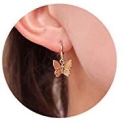 Butterfly Earrings Gold Silver Star Earrings for Women Cute Butterfly Jewelry for Women Dainty Dangle Earrings for Girls