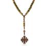 COTTVOTT Wood Rosary Beads Necklace Catholic Saint Benedict Medal Cross Pendant Necklace Prayer Gift