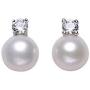 7-7.5mm Freshwater Pearl Earrings with Moissanite 925 Sterling Silver Plated 18K White Gold for Women Girls