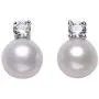 7-7.5mm Freshwater Pearl Earrings with Moissanite 925 Sterling Silver Plated 18K White Gold for Women Girls