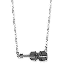 Boma Jewelry Sterling Silver Violin Pendant Necklace, 18 Inches