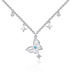 Jemplestic Butterfly Necklace 925 Sterling Silver Necklace for Women Pendant Necklace Gifts for Wife Girlfriend Jewelry for Daughter Girls Best Friends