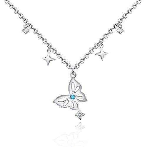 Jemplestic Butterfly Necklace 925 Sterling Silver Necklace for Women Pendant Necklace Gifts for Wife Girlfriend Jewelry for Daughter Girls Best Friends