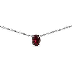 Sterling Silver Genuine or Synthetic Gemstone 7x5mm Oval-cut Dainty Choker Necklace