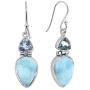 YoTreasure 1.61'' Larimar Blue Topaz Solid 925 Sterling Silver Dangle Earrings