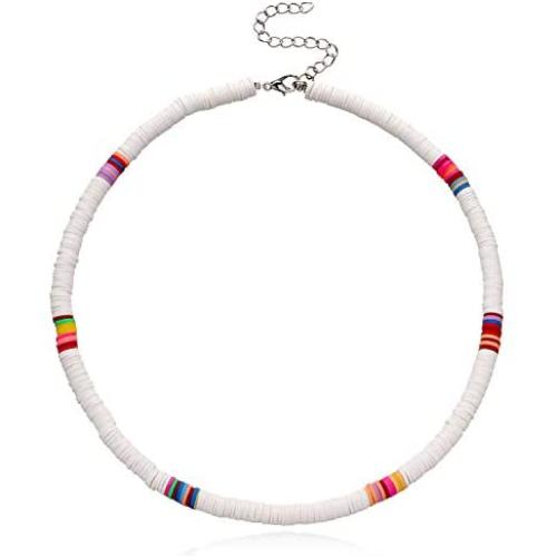 MUYOU Boho Choker Necklace for Women African Heishi Bead Necklace Choker Surfer Necklace Summer Beach Necklaces for Women Girls