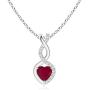 Ruby Infinity Heart Pendant with Diamonds in Silver (4mm Ruby)
