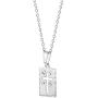 925 Sterling Silver Cutout Cross Medal Pendant Necklace Baby Children 16''