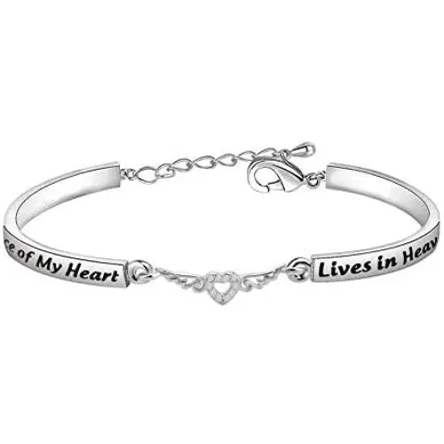 Memorial Bracelet A Piece of My Heart Lives in Heaven Bracelet Angel Wings Charm Loss Jewelry Gift Memorial Bracelet A Piece of My Heart Lives in Heaven Bracelet Angel Wings Charm Loss Jewelry Gift
