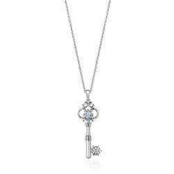 Jewelili Enchanted Disney Fine Jewelry Sterling Silver Aquamarine Elsa Snowflake Key Pendant