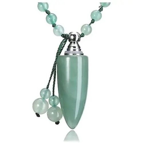 Sunligoo Urn Pendant Necklace for Ashes Cremation Memorial Keepsake Jewelry Healing Crystal Bullet Pendant Natural Stone Beads Necklaces for Women Girls