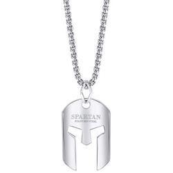 Spartan Helmet Necklace for Men | 24” Long Rolo Chain Stainless Steel | Men’s Accessory Gemstone Necklaces