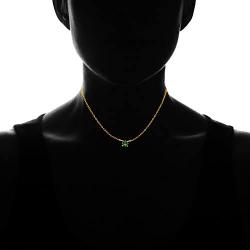 Gold Flash Sterling Silver Small Solitaire Genuine, Created or Simulated Gemstone Birthstone Choker Necklace