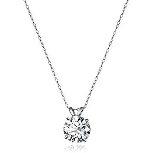 Jewelili 10K Gold Solitaire Pendant Necklace Set with Round Cut Swarovski Zirconia (2 cttw), 18'' Rope Chain Jewelili 10K Gold Solitaire Pendant Necklace Set with Round Cut Swarovski Zirconia (2 cttw), 18'' Rope Chain