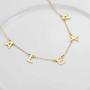 IEFSHINY Dainty Personalized Spaced Name Necklace, 14K Gold Plated Chain Dangle Letter Nameplate Choker Necklace Custom Spaced Letter Necklace with Hanging Name Jewerly Gifts for Women Girls Kids