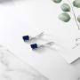 Gem Stone King 925 Sterling Silver Blue Simulated Sapphire Womens Earrings, 5.40 Cttw, Emerald Cut 9X7MM