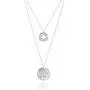 Multi-Layer 925 Silver Necklace with Hammered Textured Wheel & Circle Pendants, 22.5''