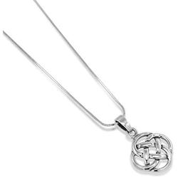 SUVANI Sterling Silver Celtic Knot Five Fold Pattern Round Pendant Necklace, 18 inches