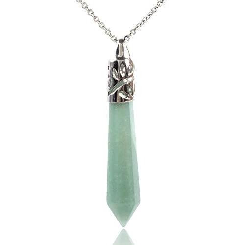 Justinstones Gemstone Hexagonal Pointed Reiki Chakra Pendant Necklace 20''
