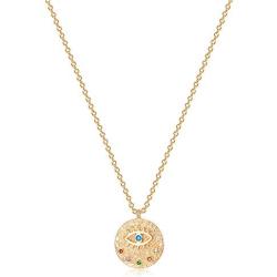 MTMY Evil Eye Necklace 14K Gold Plated Coin Disc Pendant Dainty Chain Solitaire Cubic Zirconia Turquoise Evil Eye Necklace for Women…