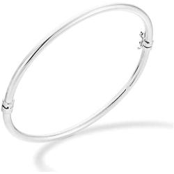 Miabella 925 Sterling Silver Italian Classic Hinged Bangle Bracelet for Women Teen Girls, 6.75 to 8 Inch Made in Italy