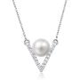 MOLAH V Shape 6.5-7mm Cultured Freshwater Pearl 925 Silver Rhodium Plated Simulated Diamond CZ Chevron Necklace