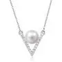 MOLAH V Shape 6.5-7mm Cultured Freshwater Pearl 925 Silver Rhodium Plated Simulated Diamond CZ Chevron Necklace