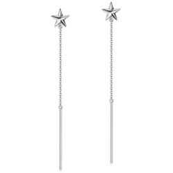 INFUSEU Sterling Silver Star Moon Stud Earrings for Women, Cubic Zirconia CZ Trendy Jewelry Gifts for Ladies