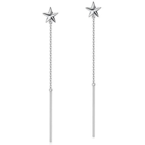 INFUSEU Sterling Silver Star Moon Stud Earrings for Women, Cubic Zirconia CZ Trendy Jewelry Gifts for Ladies