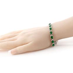 Gem Stone King 40.00 Ct Oval & Round Green Color Cubic Zirconias CZ Tennis Bracelet 7 Inch