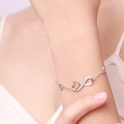S925 Sterling Silver Bracelets for Women and Teen Girls Infinity Heart Jewelry Gift for Lovers