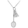 ruofengpuzi 925 Sterling Silver Badminton Racket Necklace Clavicle Chain Pendant Jewelry Girls Valentines Day Gift Box