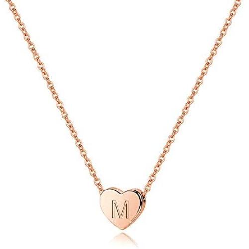 S925 Sterling Silver Heart Initial Necklace - White Gold 14K Gold Plated Silver Heart Initial Necklace for Women Girls Kids, Dainty Letter Tiny Alphabet Initial Necklace for Women Teens Girls Child