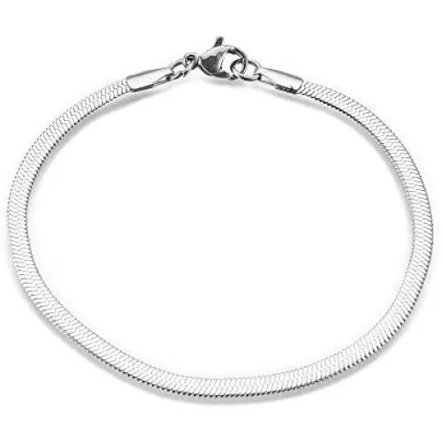 LZD Stainless Steel Herringbone Chain Bracelet Lobster Silver Gold 7.2'' 3mm P244 LZD Stainless Steel Herringbone Chain Bracelet Lobster Silver Gold 7.2'' 3mm P244